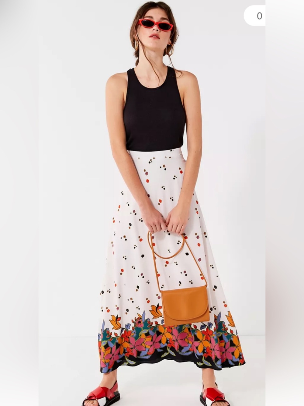 Urban Outfitters Raine Maxi Skirt with Floral Border and Speckle Print